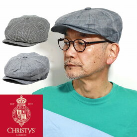 ＼本日限定クーポン利用で10%OFF／ メンズ ハンチング ブランド CHRISTY'S LONDON 8方ハンチング リネン ウール ムーン生地 春 夏 アブラハムムーン ハウンドトゥース チェック柄 ブラック グレー 父の日 ギフト 誕生日 プレゼント 贈り物 ラッピング無料 敬老の日 [