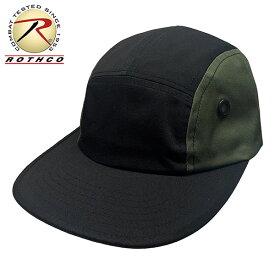 【ネコポス対応】 ROTHCO [ロスコ] キャンプキャップ - ブラック/オリーブ メンズ レディース 帽子 CAMP CAP JET CAP キャップ 大きいサイズ 無地 黒 ジェットキャップ ファイブパネルキャップ 5 PANEL CAP フラット ツバ アウトドア 野外 屋外 夏 フェス 登山 タウンユース