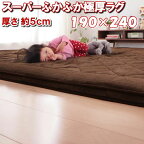 ＼1000円OFFクーポン★12時～／ 極厚 ラグ 190×240 約 3畳 マイクロファイバー 厚手 厚さ 5センチ スーパー ふかふか ラグマット おしゃれ かわいい マット 北欧 下敷き ラグマット