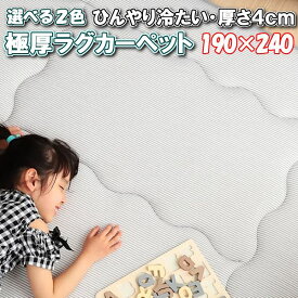 ＼1000円OFFクーポン★12時～／in 冷感 極厚 ラグ カーペット 190×240 約 2.5畳 ボリューム ラグマット 夏用 ひんやり 冷たい 接触冷感素材 滑り止め付 おしゃれ 北欧 下敷き 夏 オールシーズン らぐ ragu