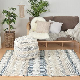 ＼1000円OFFクーポン★12時～／ ラグ 130×190 コットン ラグ マット フリンジ インド 綿 カーペット 約 1.5 畳 BOHO おしゃれ 長方形 エスニック モダン 幾何学模様 アイボリー 可愛い 夏 130 190 cm 長方形 北欧 床暖房 ホットカーペット かわいい リビング フロア