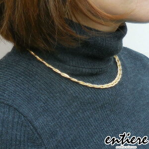 オメガネックレス ブレイド 42cm+3cm レディース シルバー925 18金メッキ