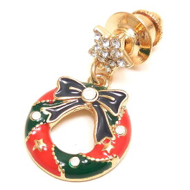 entiere アンティエーレ ピンブローチ ラペルピン クリスマスリース クリスタルガラス ゴールドカラー メンズ レディース