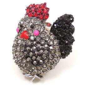 キラキラ ブローチ にわとり ニワトリ 鶏 ブラック