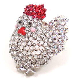 キラキラ ブローチ にわとり ニワトリ 鶏 ホワイト