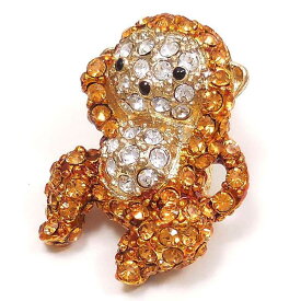 キラキラ ブローチ 三猿 聞かざる イエロー