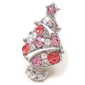 entiere アンティエーレ ピンブローチ ラペルピン クリスマスツリー クリスタルガラス ピンク・クリア・シルバーカラー メンズ レディース