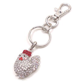 キラキラ キーホルダー キーリング にわとり ニワトリ 鶏 ホワイト