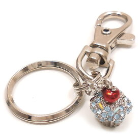 キラキラ キーホルダー キーリング お菓子 カップケーキ 小 ブルー