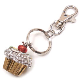 キラキラ キーホルダー キーリング お菓子 カップケーキ シルバーカラー