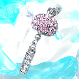 キラキラの風鈴チャーム：ピンク　ストラップパーツ付き