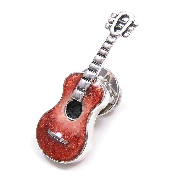 一番の ピンブローチ ラペルピン シルバー925 楽器 ギター エナメル彩色 イタリア製 サツルノ インポート メンズ レディース プレゼント ギフト ラペルピン