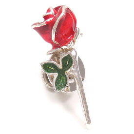 ピンブローチ ラペルピン シルバー925 花 フラワー 薔薇 バラ レッド エナメル彩色 イタリア製 サツルノ インポート メンズ レディース プレゼント ギフト