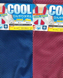 【冬　アウトドア　クールタオル！】【ピンク1枚、ブルー1枚、計2枚1組】カラー無地　メッシュ　クールタオル＜約20×90cm＞【冷感タオル】【熱中症対策　タオル】【ウォーキング】【トレッキング】