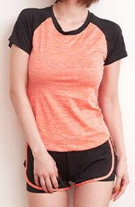 【送料無料!】【レディス スポーツウェア 5点セット!】【M、L、2サイズ】【黒地×オレンジ切替】吸汗速乾&スポーツストレッチ生地使用ジム・ヨガ・ランニングなどにおすすめ全てそ
