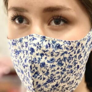 【マスク 花!】【送料無料!】【2枚1組】【花粉症】【軽量ストレッチ 可愛い花柄 ファッション マスク<#5:小花:(オフ白×ブルー)】【レディス&メンズ 洗えるマスク】【サ