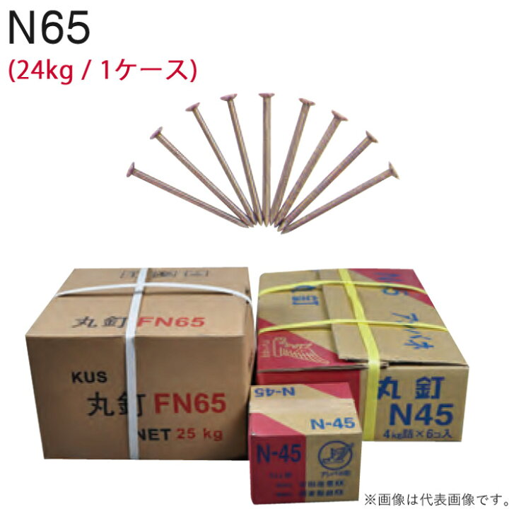 楽天市場】釘 鉄 丸釘 N65 65mm 4kg×6箱1ケース単位 24kg 大工 木工事 