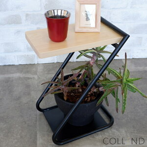 テーブル アイアン スチール レッグ サイドテーブル Low COLLEND コレンド おしゃれ 天然木 ナチュラル・ダークブラウン 約幅310×奥行194×高さ402mm 組立式 底板付き 耐荷重3kg 工具不要 屋内用 ナ