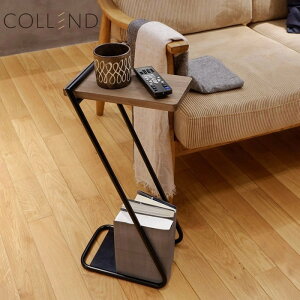 テーブル アイアン スチール レッグ サイドテーブル High COLLEND コレンド おしゃれ 天然木 ナチュラル・ダークブラウン 約幅295×奥行194×高さ602mm 組立式 底板付き 耐荷重3kg 工具不要 屋内用 ナ