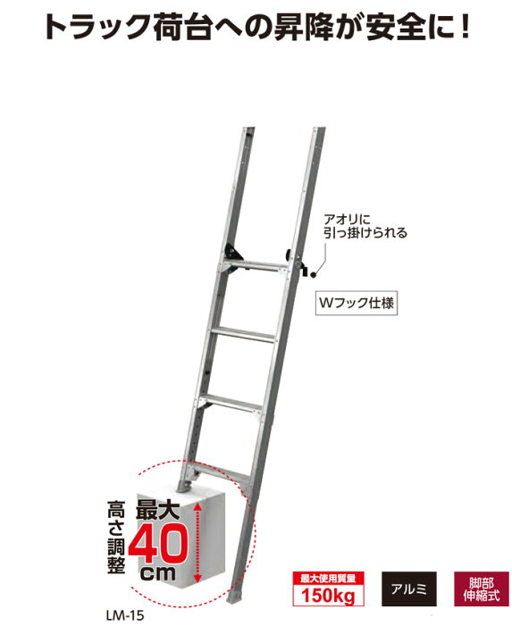 楽天市場】トラック 荷台 ステップ トラックステップ LM-15 1連はしご 