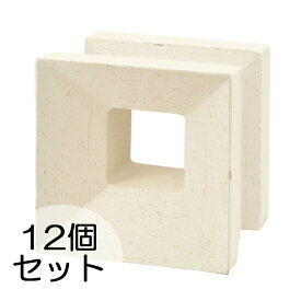 ブロック 塀 アプローチ エントランス せっき質無釉ブロック ポーラスブロック100 白土 デントE（配筋溝あり・4本角溝） 12個セット単位 屋外壁 diy