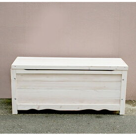 収納ベンチ 屋外用 ガーデンベンチ 木製 ボックスベンチ 幅90 ブラウン/ホワイト 杉材 収納 ベンチ ガーデンファニチャー 代引き不可