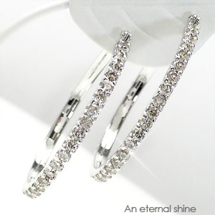 楽天市場】フープピアス ダイヤモンド ピアス 2ct エタニティ 30mm 18  