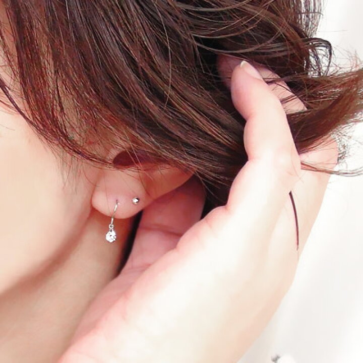 楽天市場】ピアス 一粒ダイヤモンド レーザーホール 0.3カラット pt900 