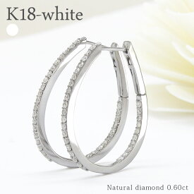 フープピアス k18wg ダイヤモンド 0.6ct 18金 ホワイトゴールド 馬蹄 ホースシュー ピアスイヤリング レディース ジュエリー アクセサリー プレゼント ギフト 人気 おすすめ 送料無料