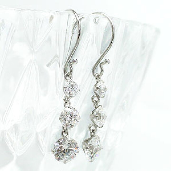 楽天市場】キュービックジルコニア 3ストーン トリロジーピアス  