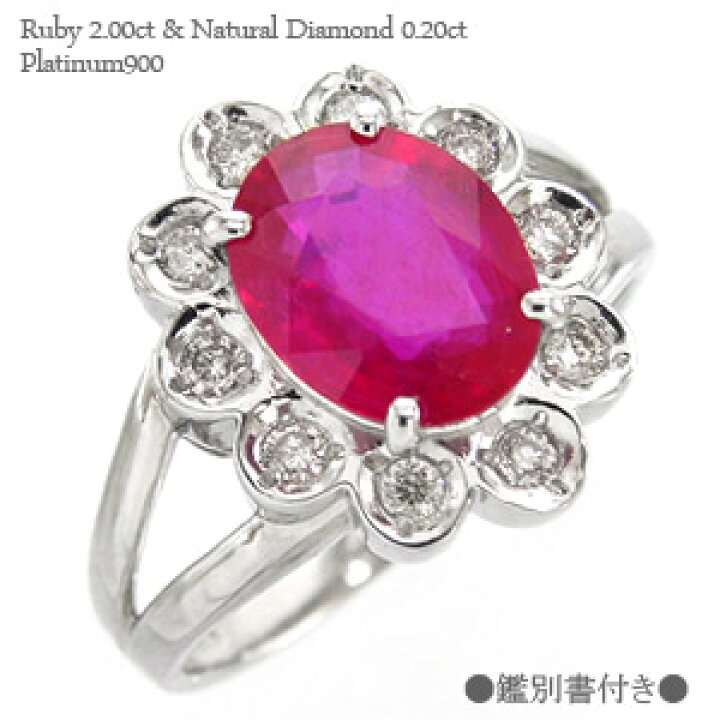 楽天市場】ルビー ダイヤモンド リングルビー 2ct ダイヤ 0.2カラット  