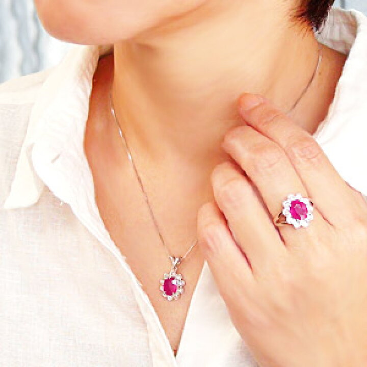 楽天市場】ルビー ダイヤモンド リング ネックレスセット ルビー 2ct 
