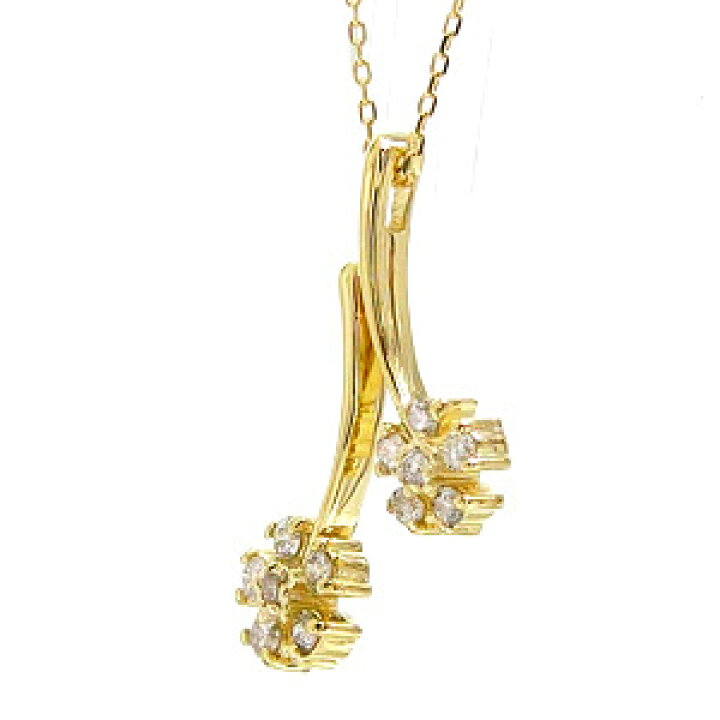 楽天市場】K18 ダイヤモンド フラワーネックレス 0.17ct 18金 イエロー 