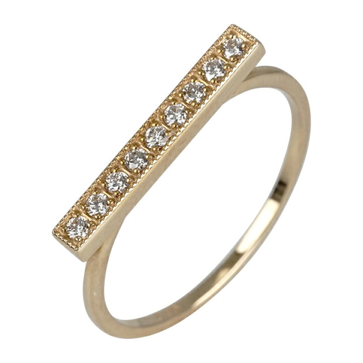 楽天市場】指輪 ミル打ち バー 棒 横棒 ダイヤモンド 0.08ct 10金 k10 
