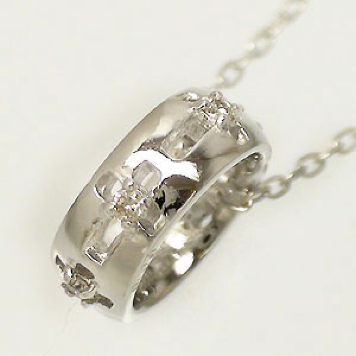 楽天市場】K18ホワイトゴールド ダイヤモンド 0.05ct ネックレス 