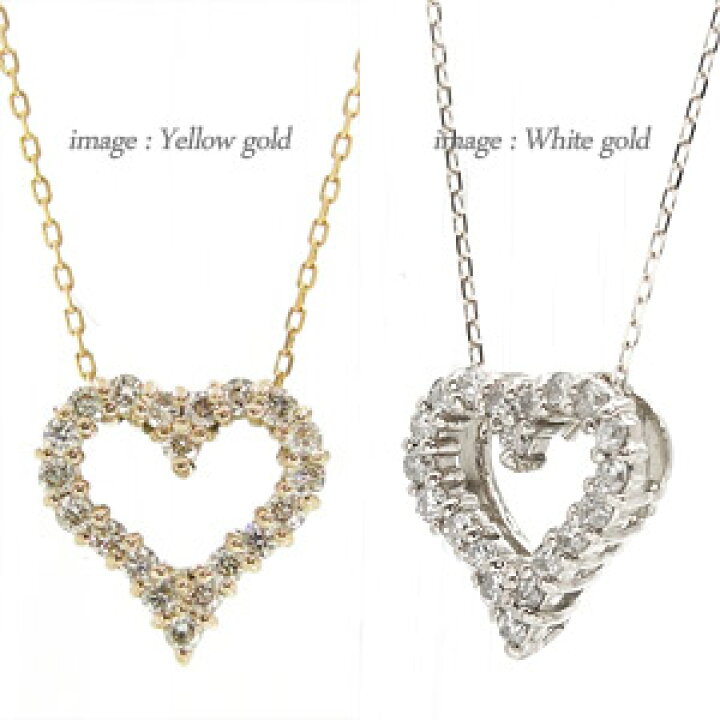 楽天市場】レディース ネックレス オープンハート ダイヤモンド 0.2ct 