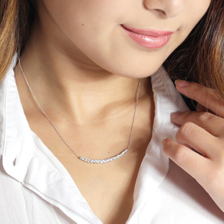 楽天市場】ダイヤモンド ラインネックレス 1ct 18金 18k k18 イエロー 