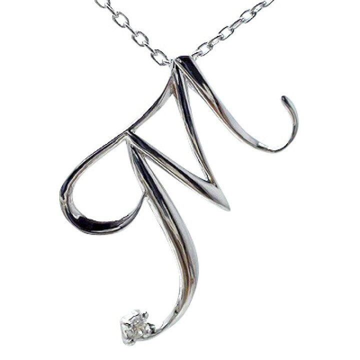 楽天市場】K18 イニシャル ネックレス M ダイヤモンド 0.01ct 18金 
