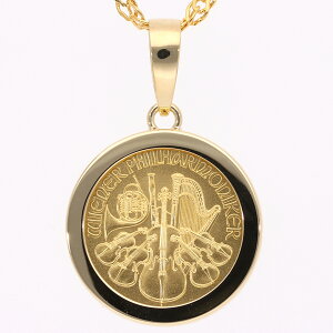 純金 ウイーンハーモニー 両面保護ガラス コイン ペンダントトップ ネックレス 24金 ペンダント K24 2024 純金貨 チャールズIII世国王 イエローゴールドk18 1/10オンス ジュエリー プレゼント 人