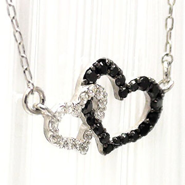k18WGブラックダイヤモンドネックレス ハートチャーム付き20.8ct