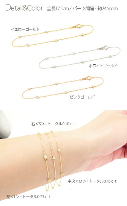 楽天市場】ダイヤモンド ステーション ブレスレット L ダイヤ 0.25ct  