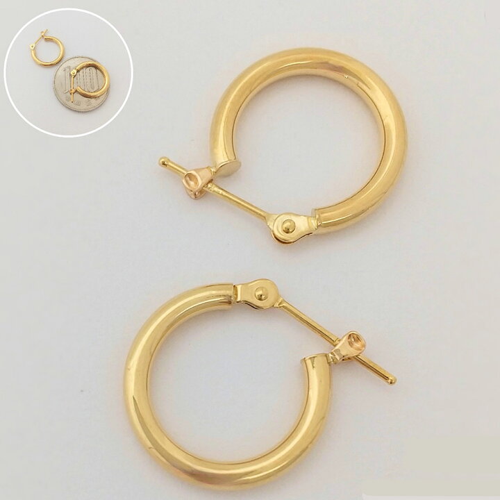 楽天市場】K18 2mm×15mm ピアス 18金 18k イエローゴールド フープ 