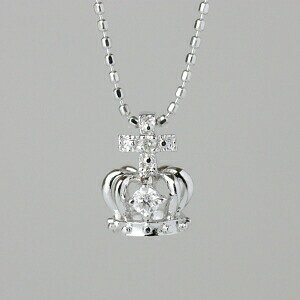 K10ホワイトゴールド 0.04ct ダイヤモンド 王冠ネックレス品質保証書 女性 レディース ジュエリー アクセサリー 人気 おすすめ プレゼント ギフト 贈り物 送料無料 40cm カットボールチェン SSS