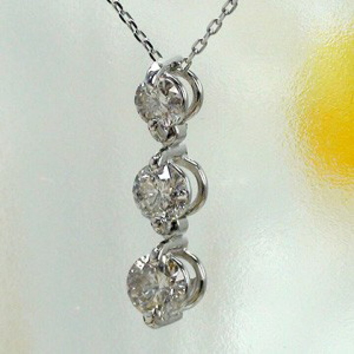 楽天市場】トリロジーネックレス ダイヤ 0.3ct スリーストーン 