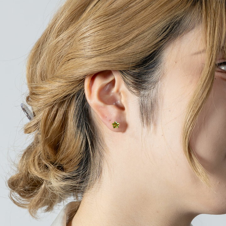 ペリドット ピアス 聞き取っ スタッドピアス プラチナ Pt pt900 