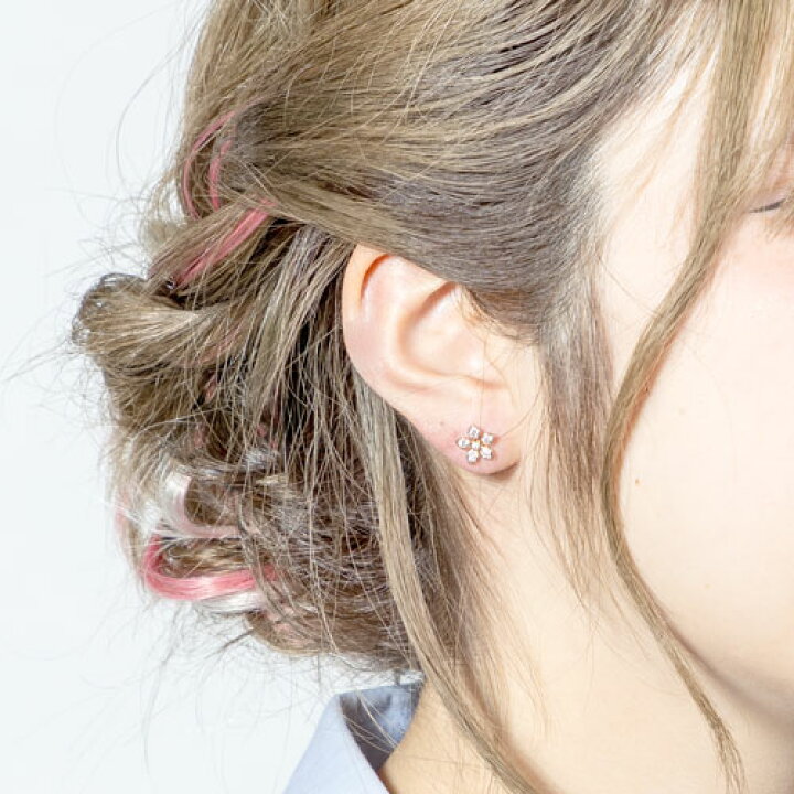 楽天市場】ピアス フラワー 花 キュービックジルコニア スタッドピアス 