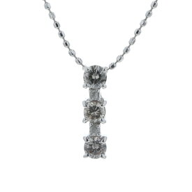 K14WG ホワイトゴールド ネックレス ダイヤモンド 0.30ct 5粒 バー ストレート ライン シンプル 40cm【新品仕上済】【zz】【中古】【送料無料】