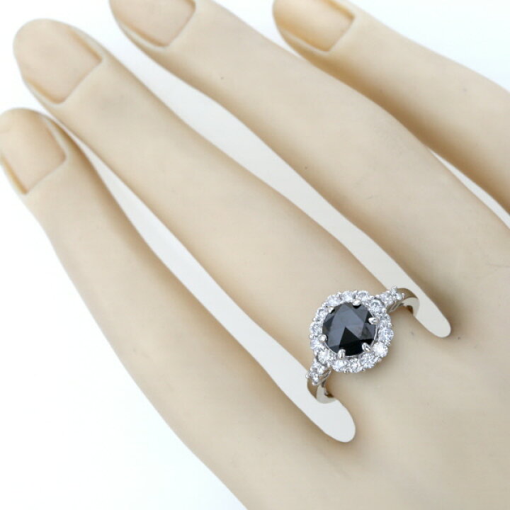楽天市場】K18WG リング ブラックダイヤ 1.43ct ダイヤモンド 0.60ct 