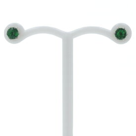 Pt900 プラチナ ピアス グリーンガーネット 一粒 ソリティア ラウンド 六つ爪 シンプル【新品仕上済】【zz】【中古】【送料無料】