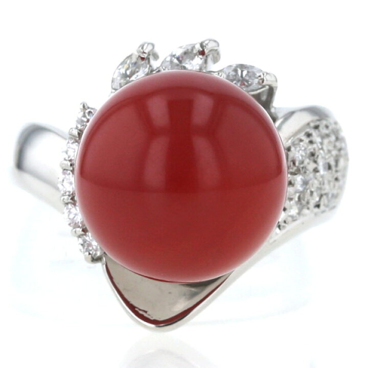 楽天市場】Pt900 プラチナ 大粒 血赤サンゴ ダイヤ リング 7.81g M1783  